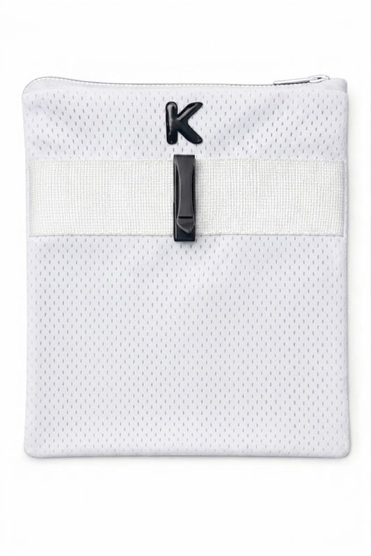 White strap-free cycling cooling backpack with integrated ice pack pouch